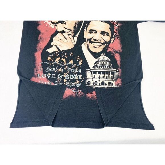 Vintage Barack Obama MLK Martin Luther King T-shirt Black 2XL Tall Rap Tee - Picture 7 of 7